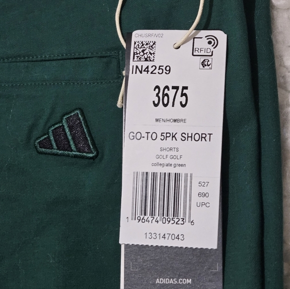 Adidas Men's Green Golf Shorts Go-To 5-Pocket Shorts Size 36 - Picture 5 of 9